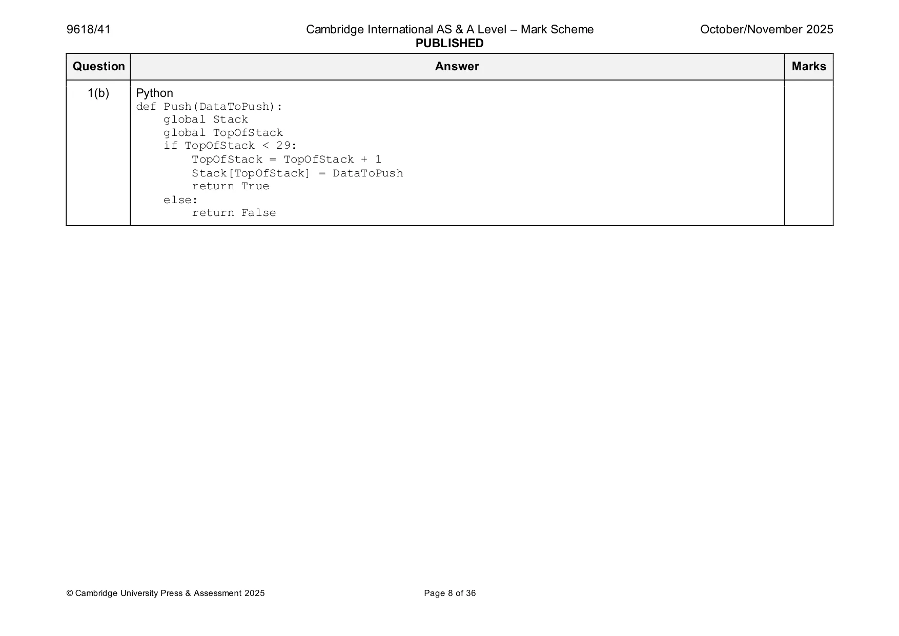 Mark scheme, page 8 of 36