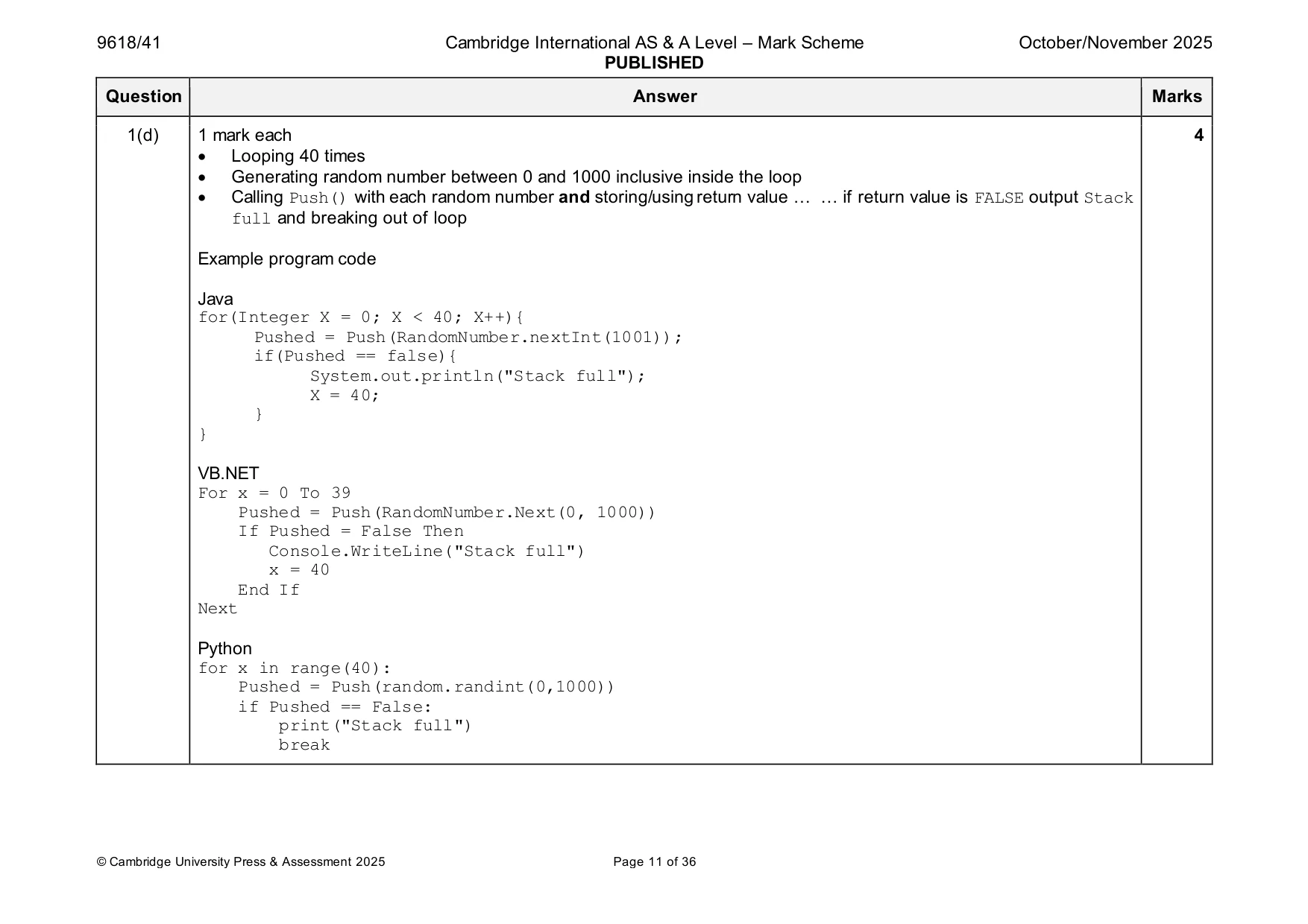 Mark scheme, page 11 of 36