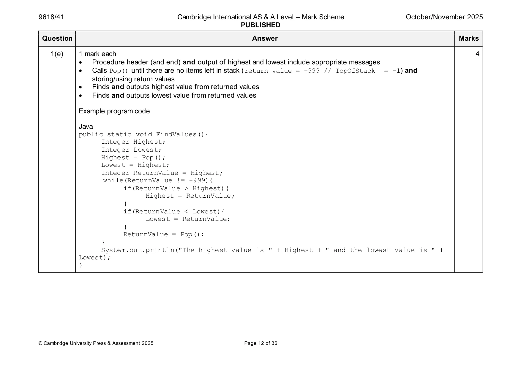 Mark scheme, page 12 of 36