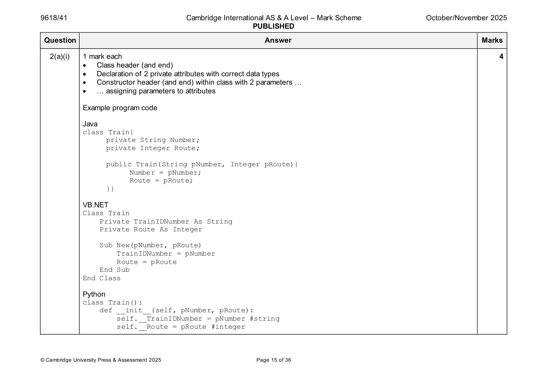 Mark scheme, page 15 of 36