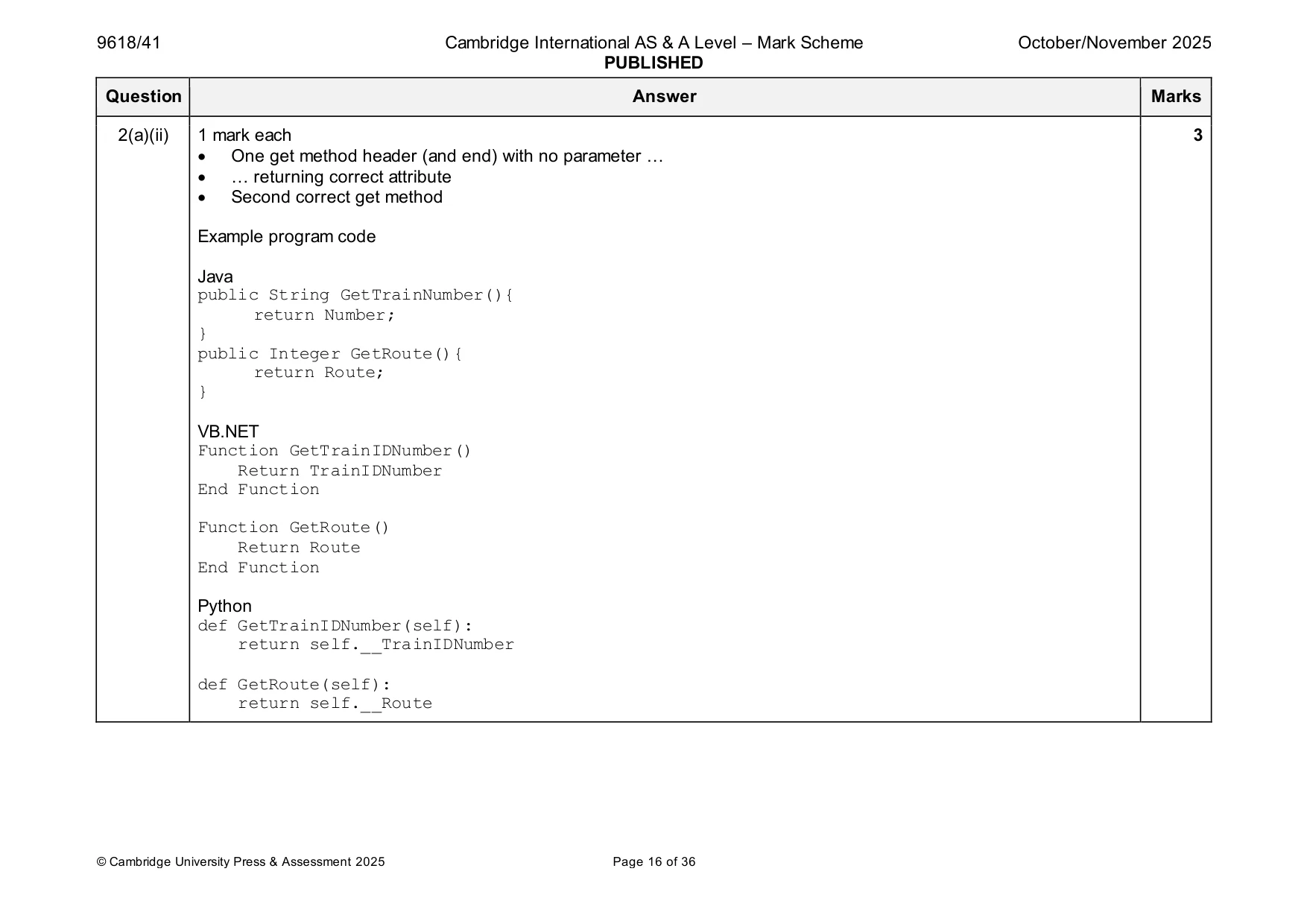 Mark scheme, page 16 of 36