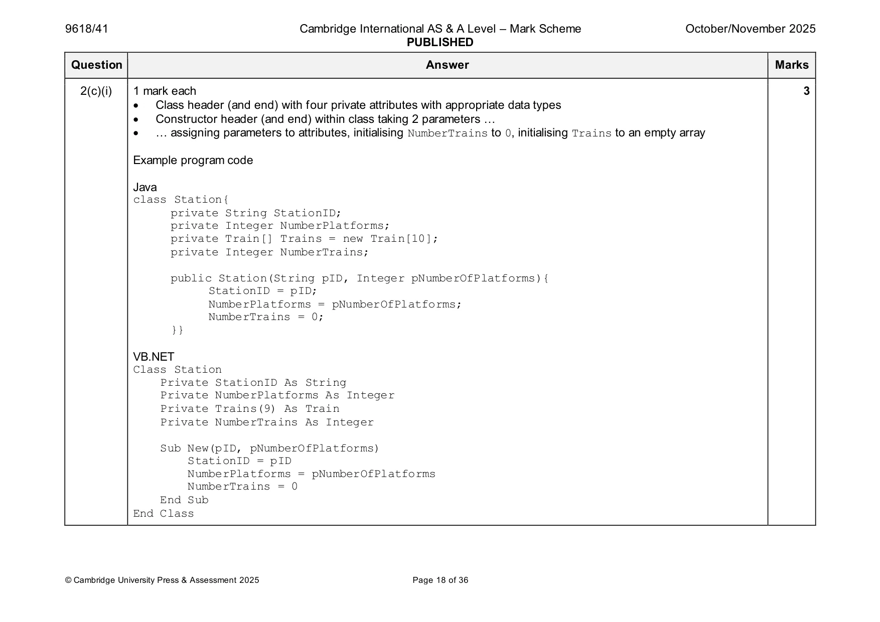Mark scheme, page 18 of 36