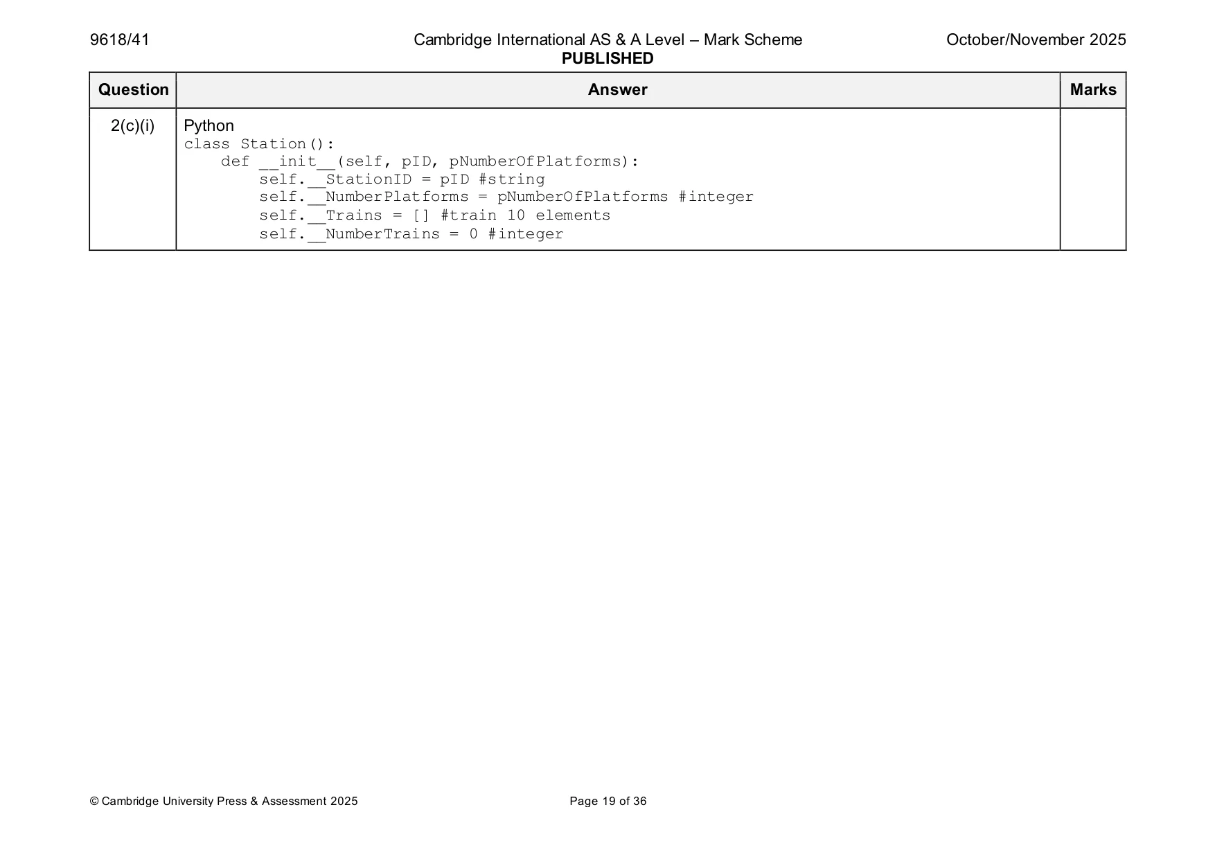 Mark scheme, page 19 of 36