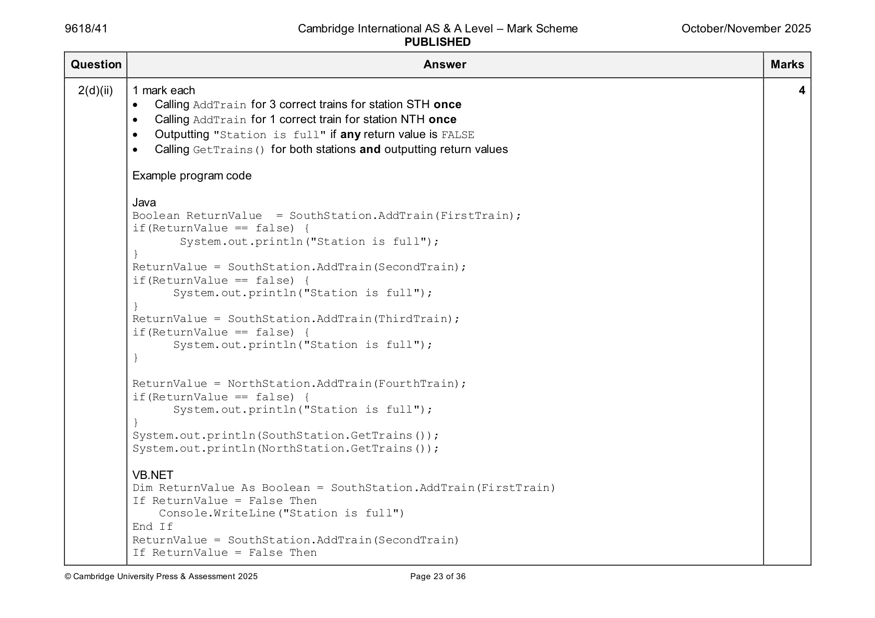 Mark scheme, page 23 of 36