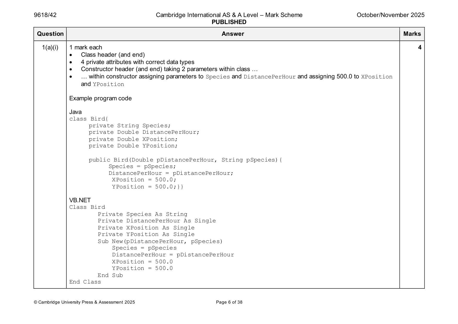 Mark scheme, page 6 of 38