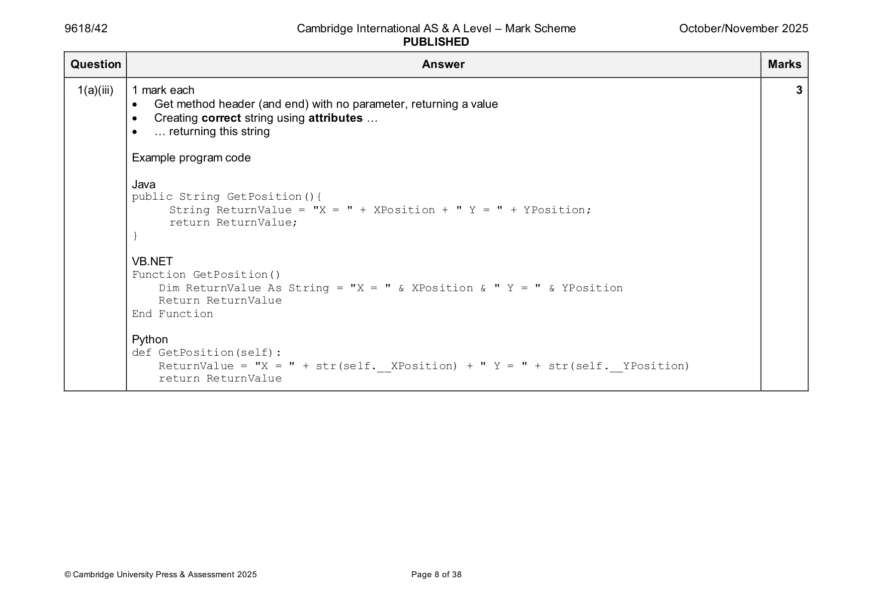 Mark scheme, page 8 of 38