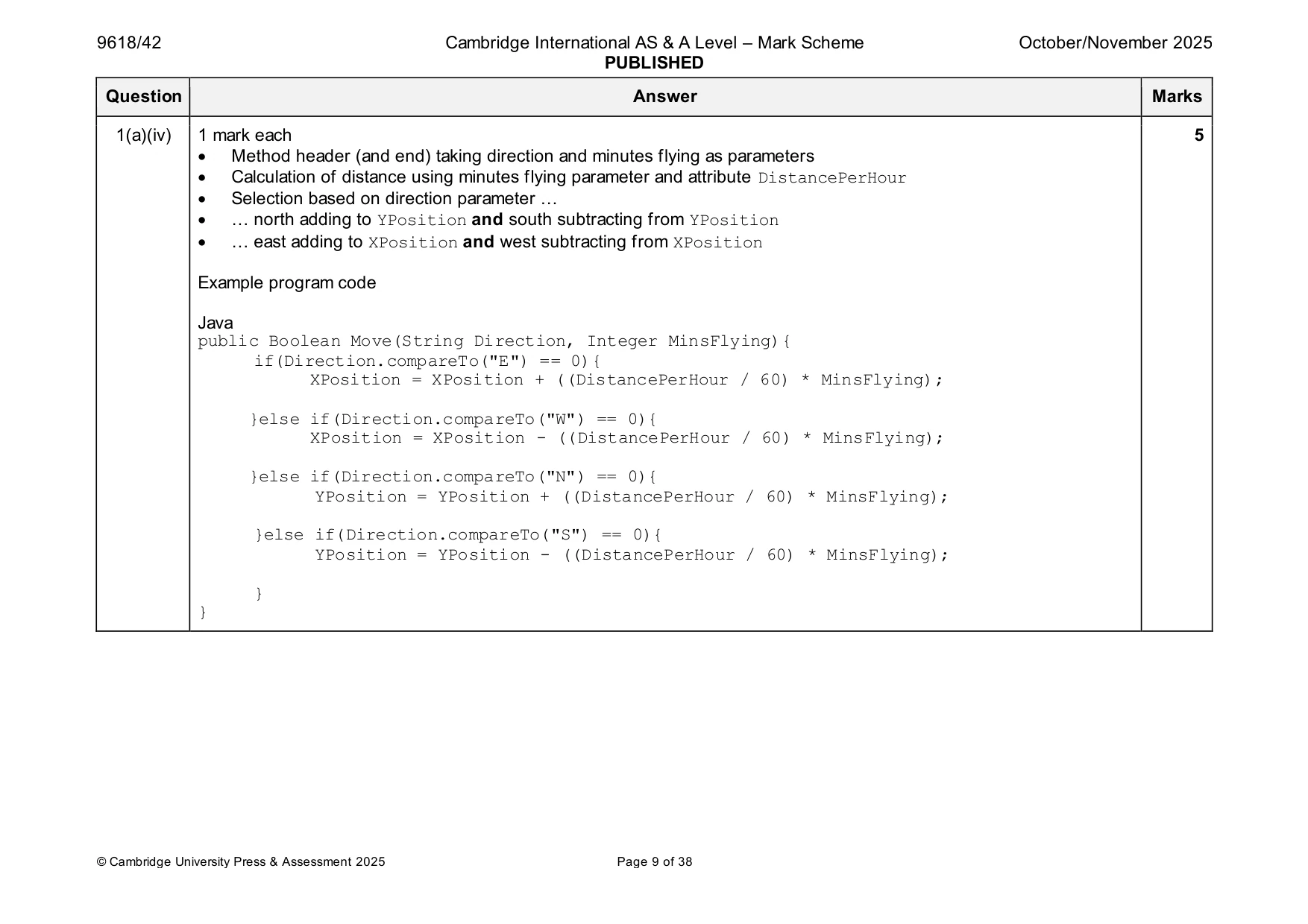 Mark scheme, page 9 of 38