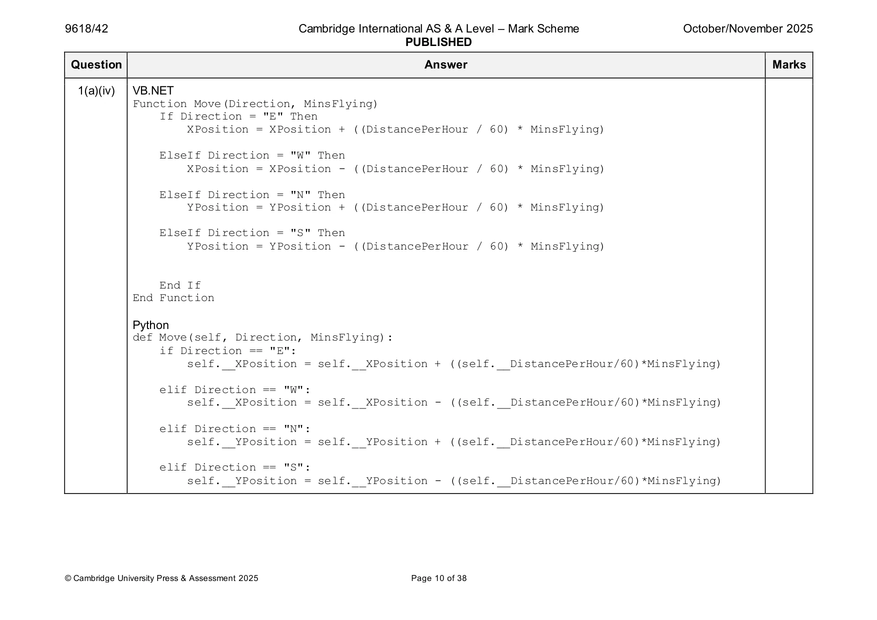 Mark scheme, page 10 of 38