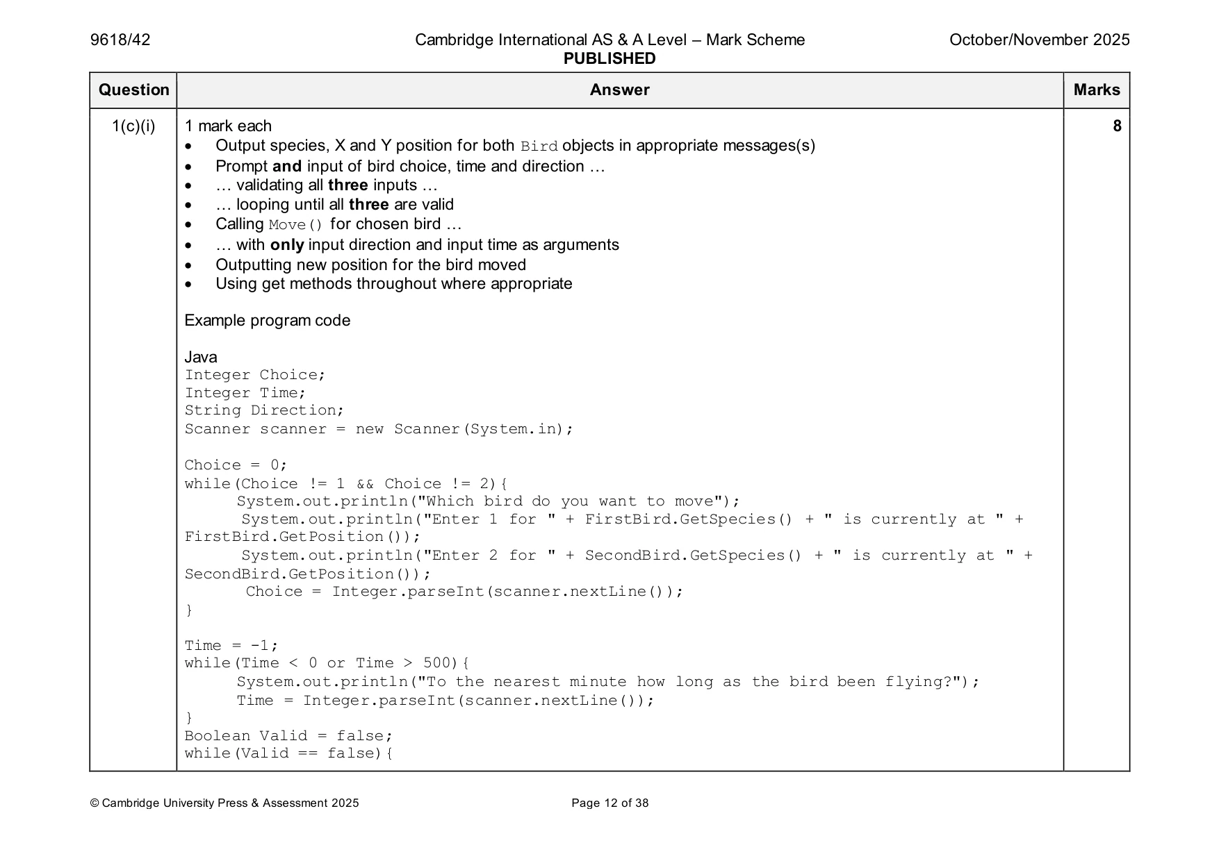 Mark scheme, page 12 of 38