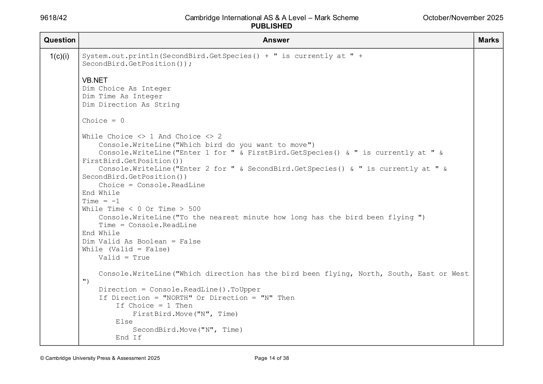 Mark scheme, page 14 of 38