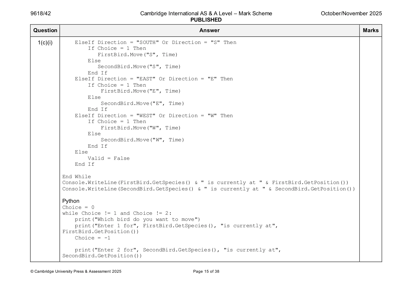 Mark scheme, page 15 of 38