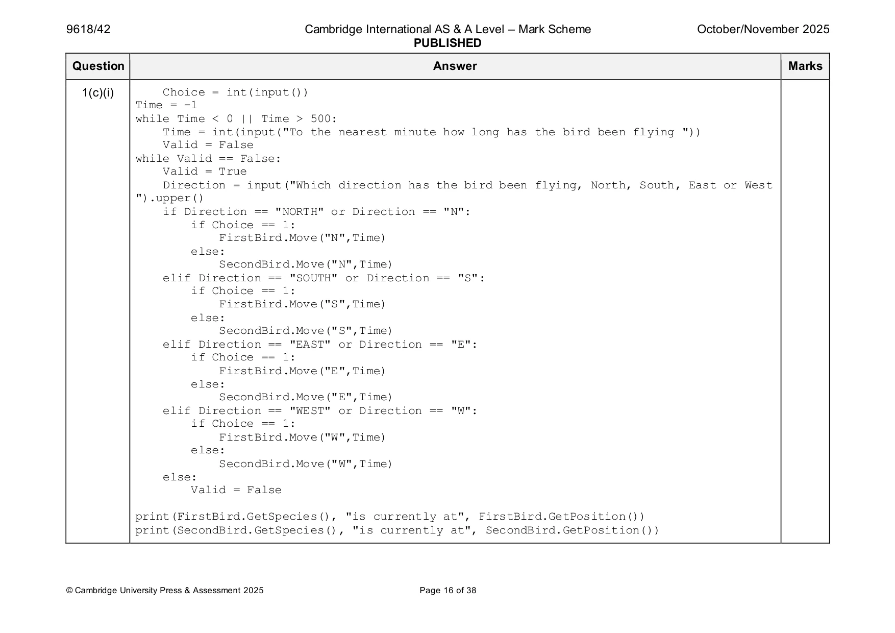Mark scheme, page 16 of 38