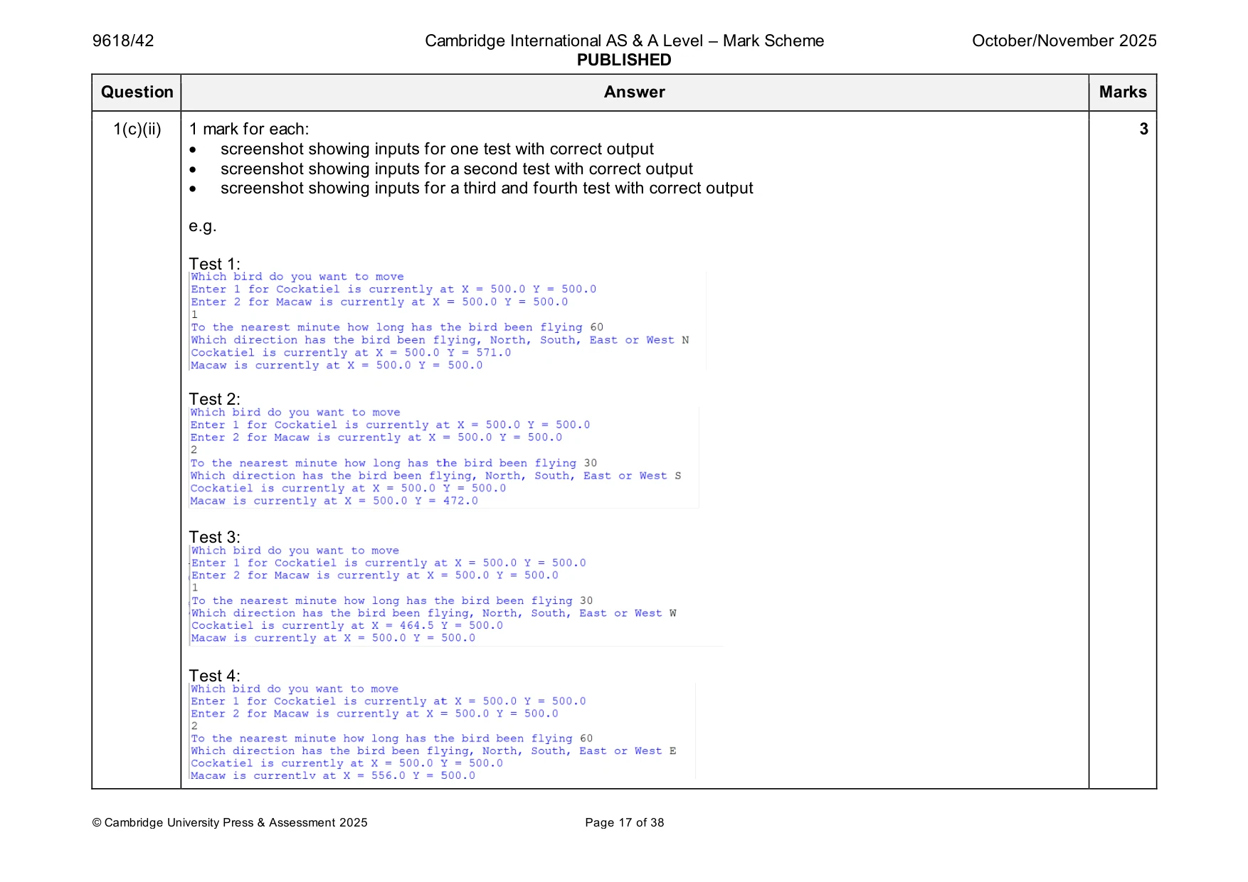 Mark scheme, page 17 of 38