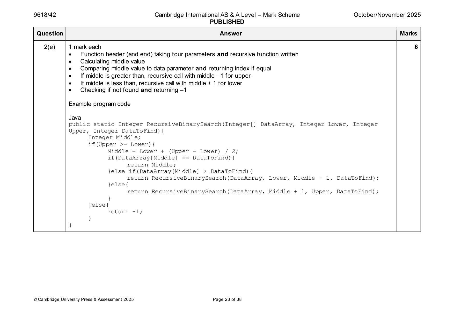 Mark scheme, page 23 of 38