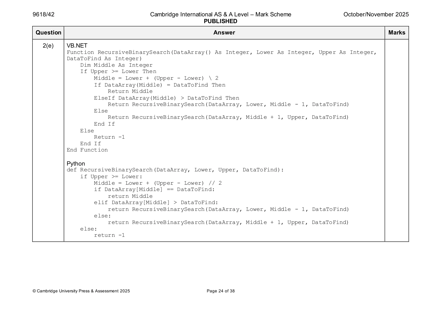 Mark scheme, page 24 of 38