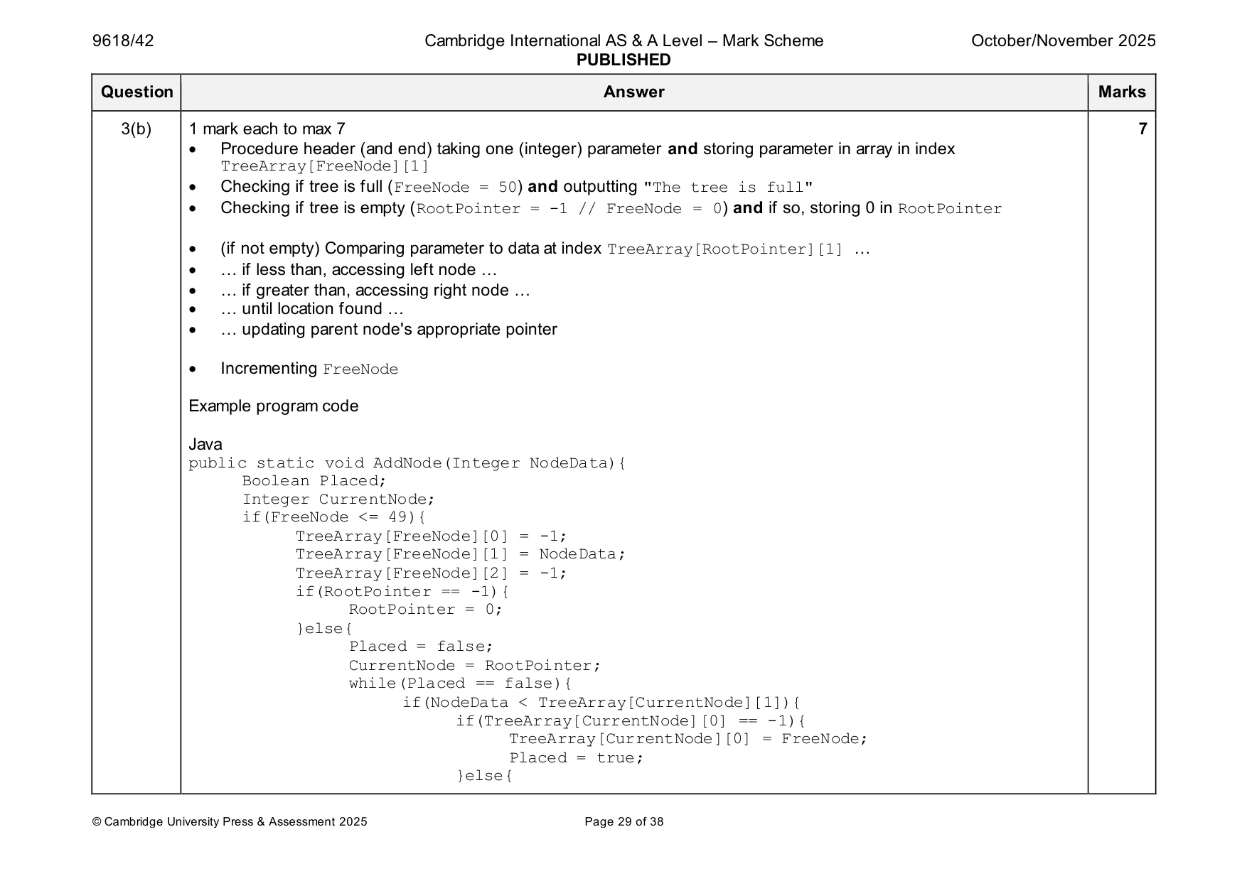 Mark scheme, page 29 of 38