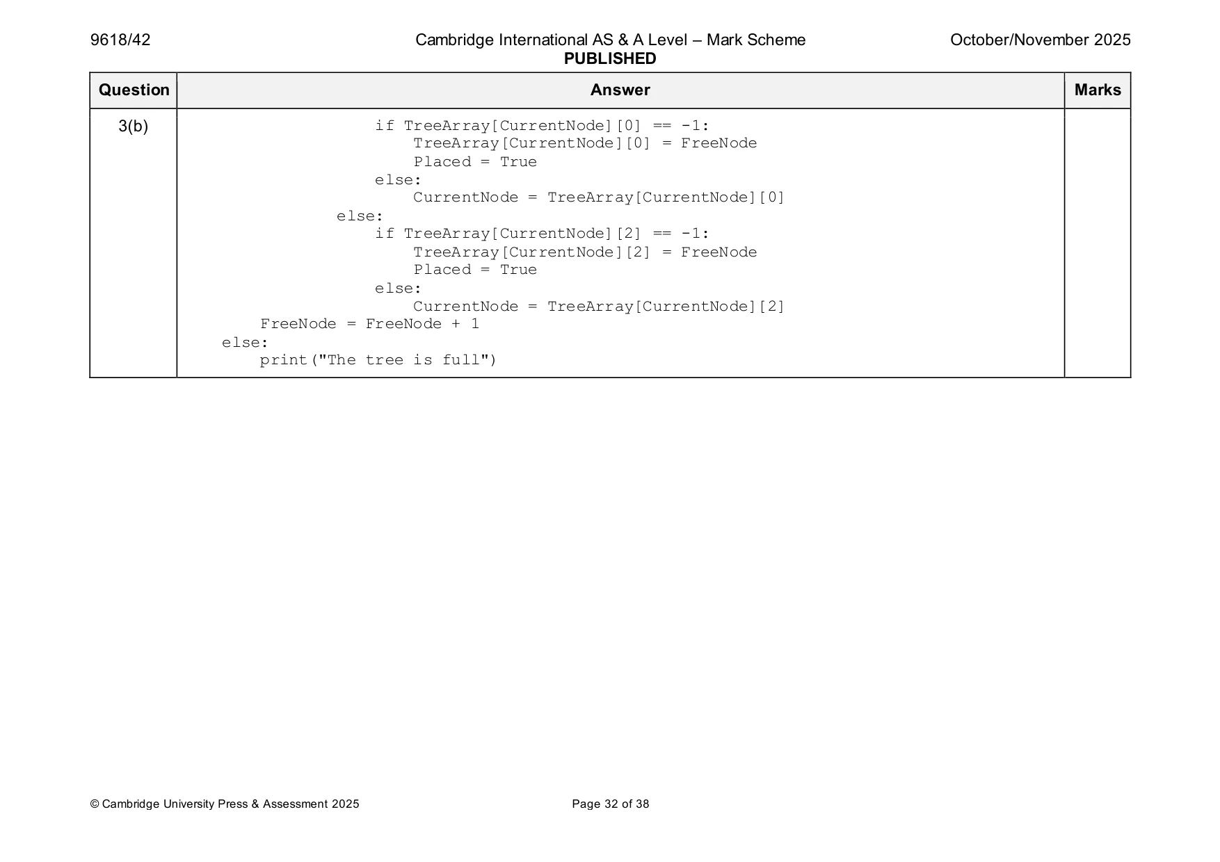 Mark scheme, page 32 of 38