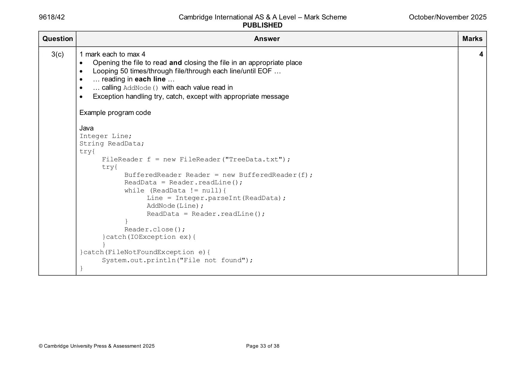 Mark scheme, page 33 of 38
