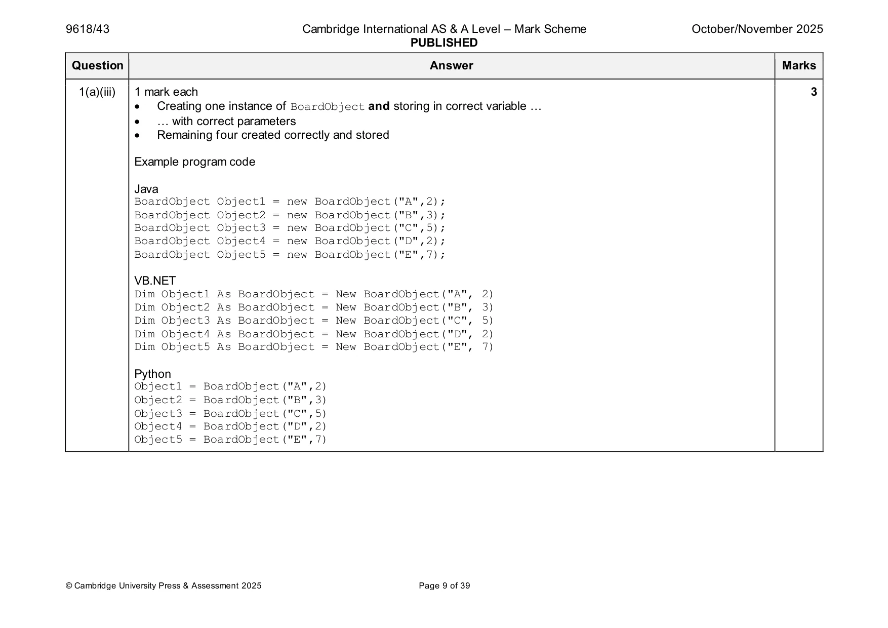 Mark scheme, page 9 of 39