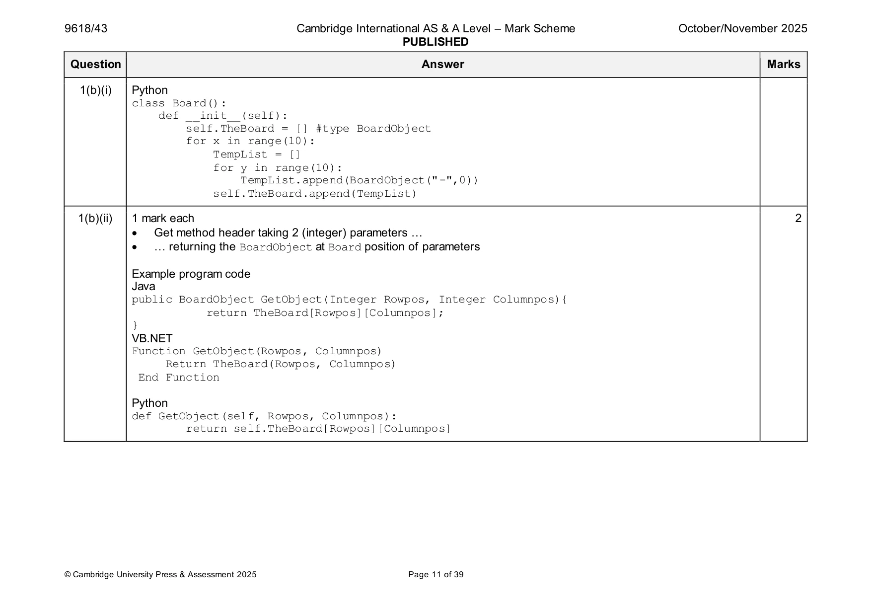 Mark scheme, page 11 of 39