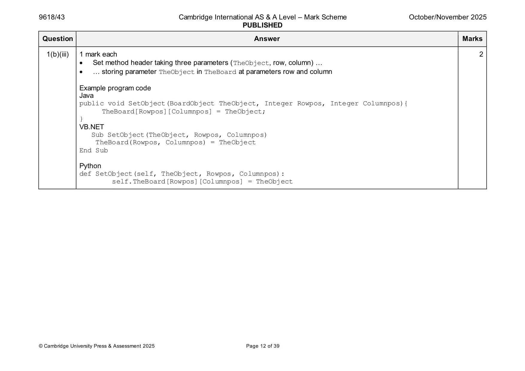 Mark scheme, page 12 of 39
