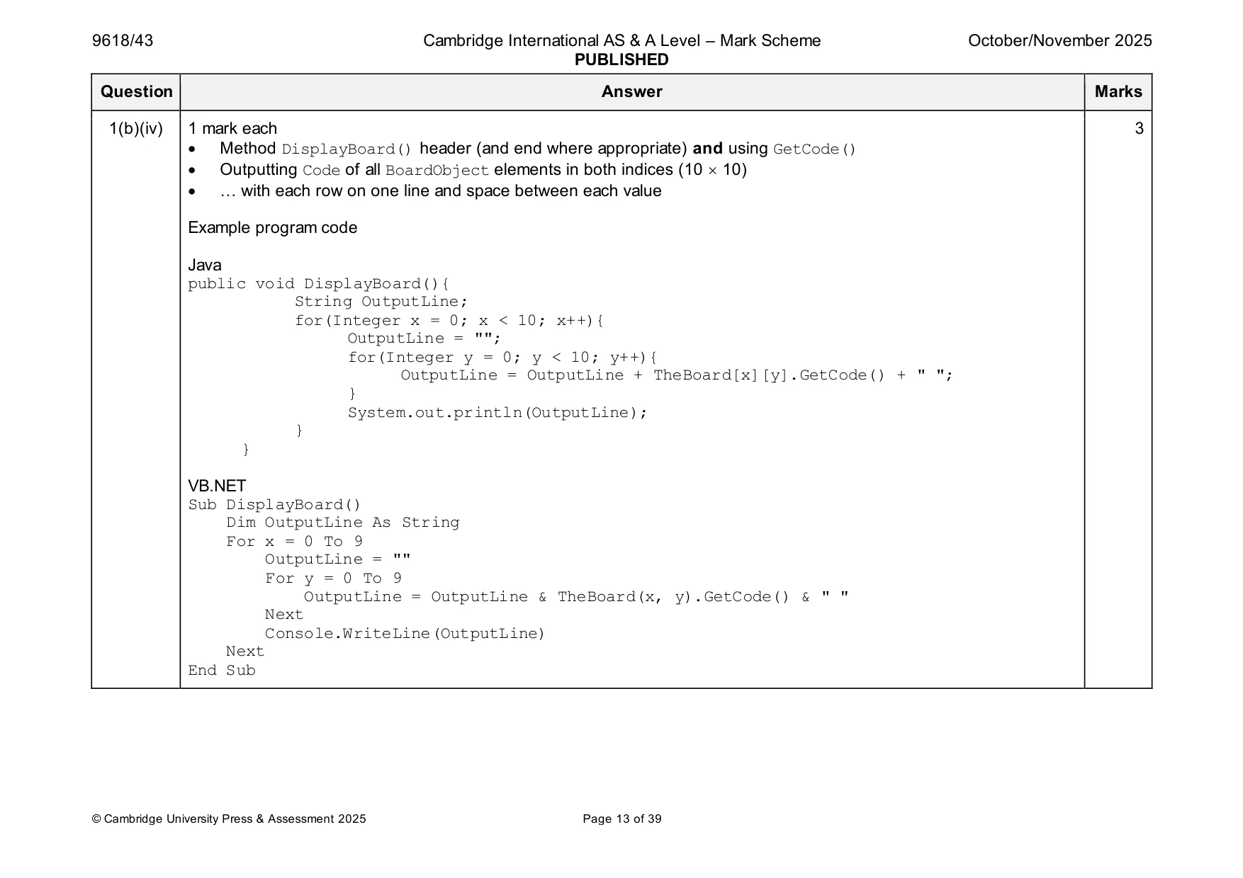 Mark scheme, page 13 of 39