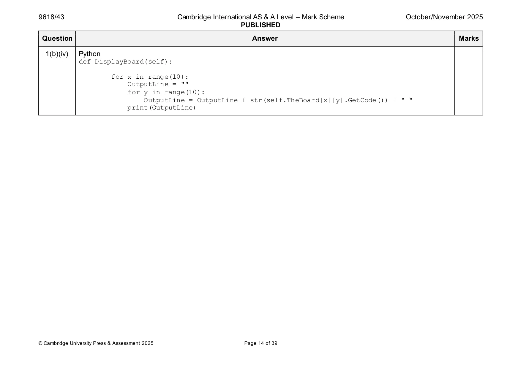 Mark scheme, page 14 of 39