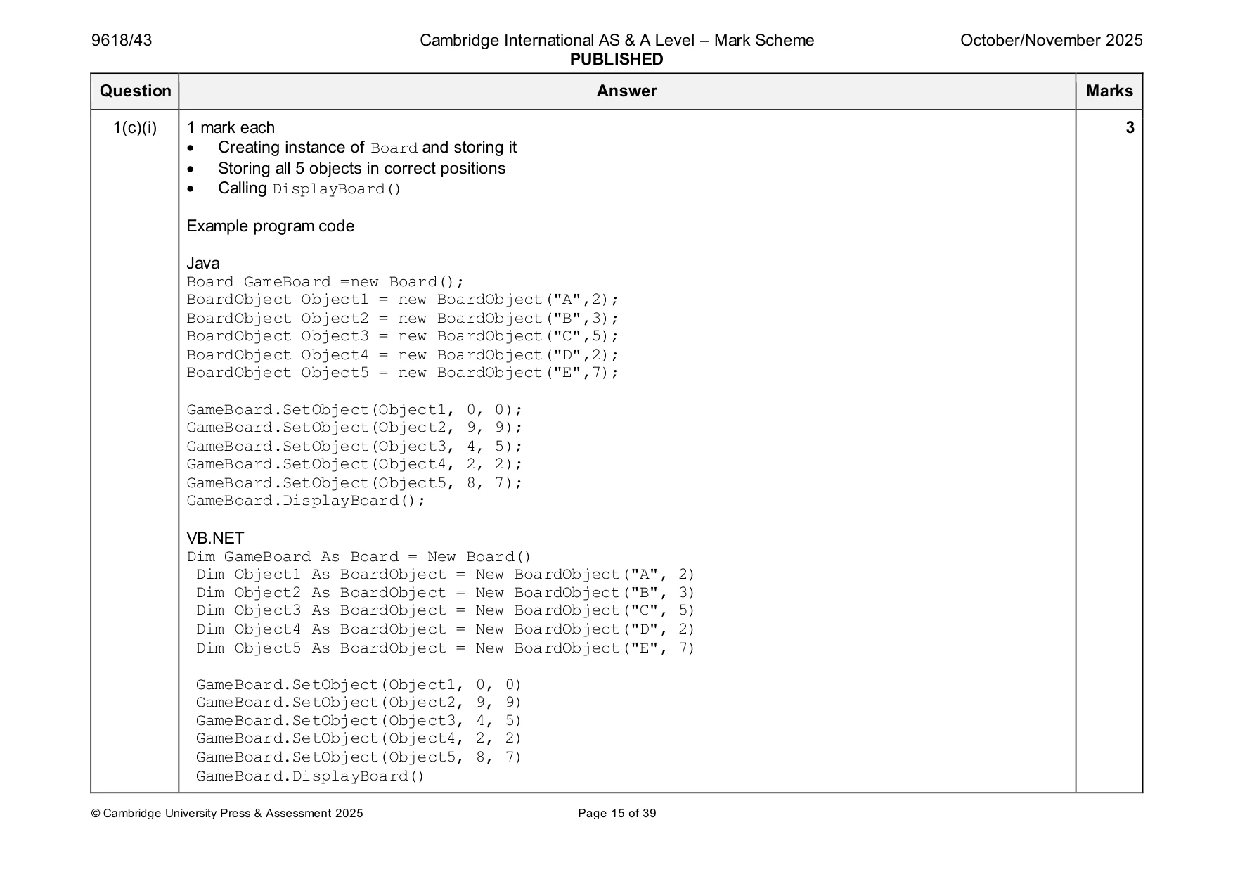 Mark scheme, page 15 of 39