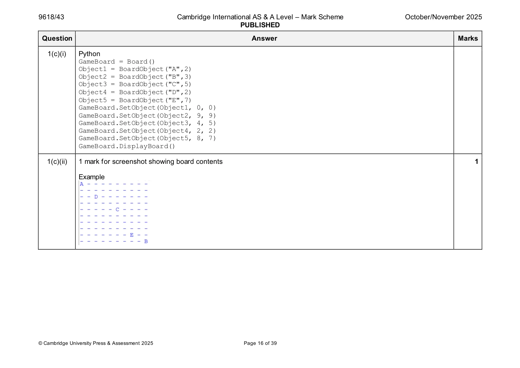 Mark scheme, page 16 of 39
