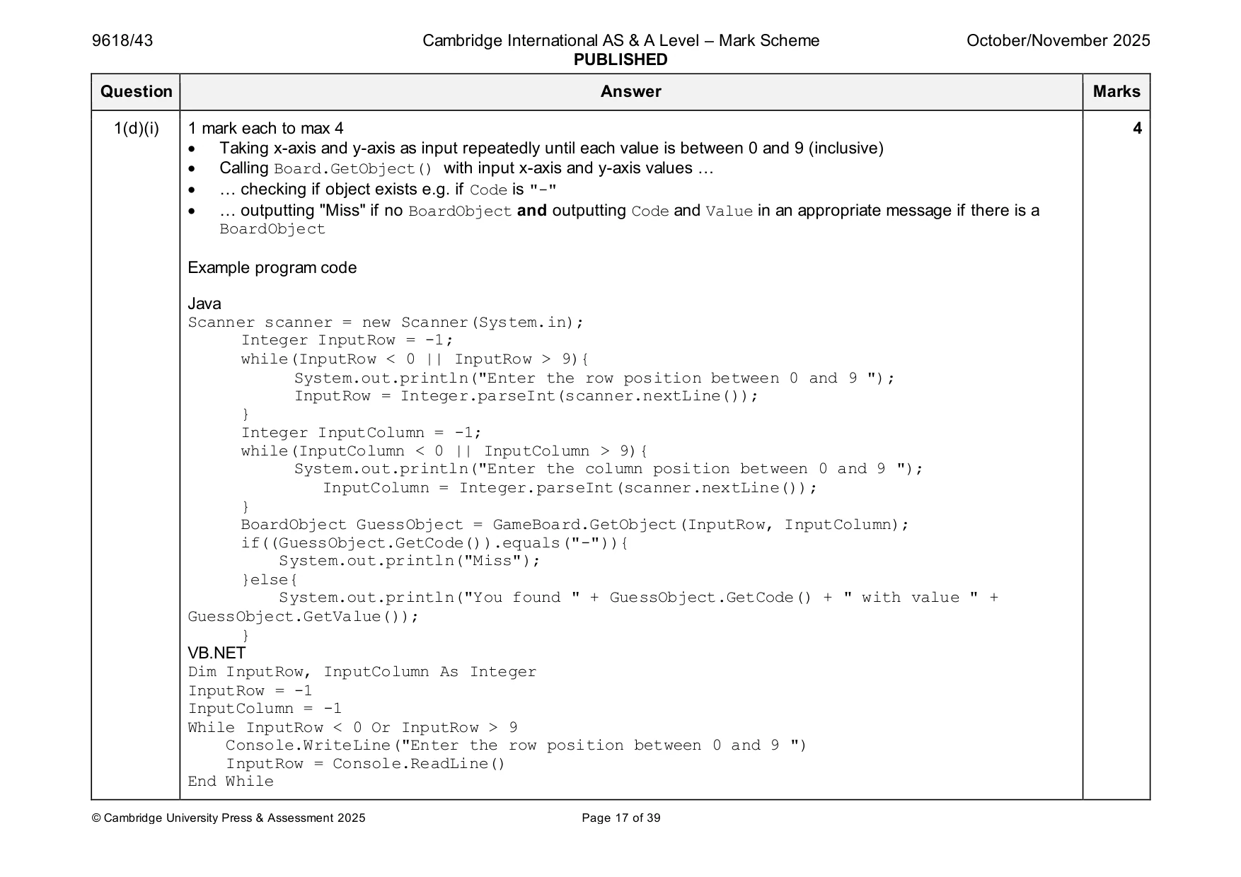 Mark scheme, page 17 of 39