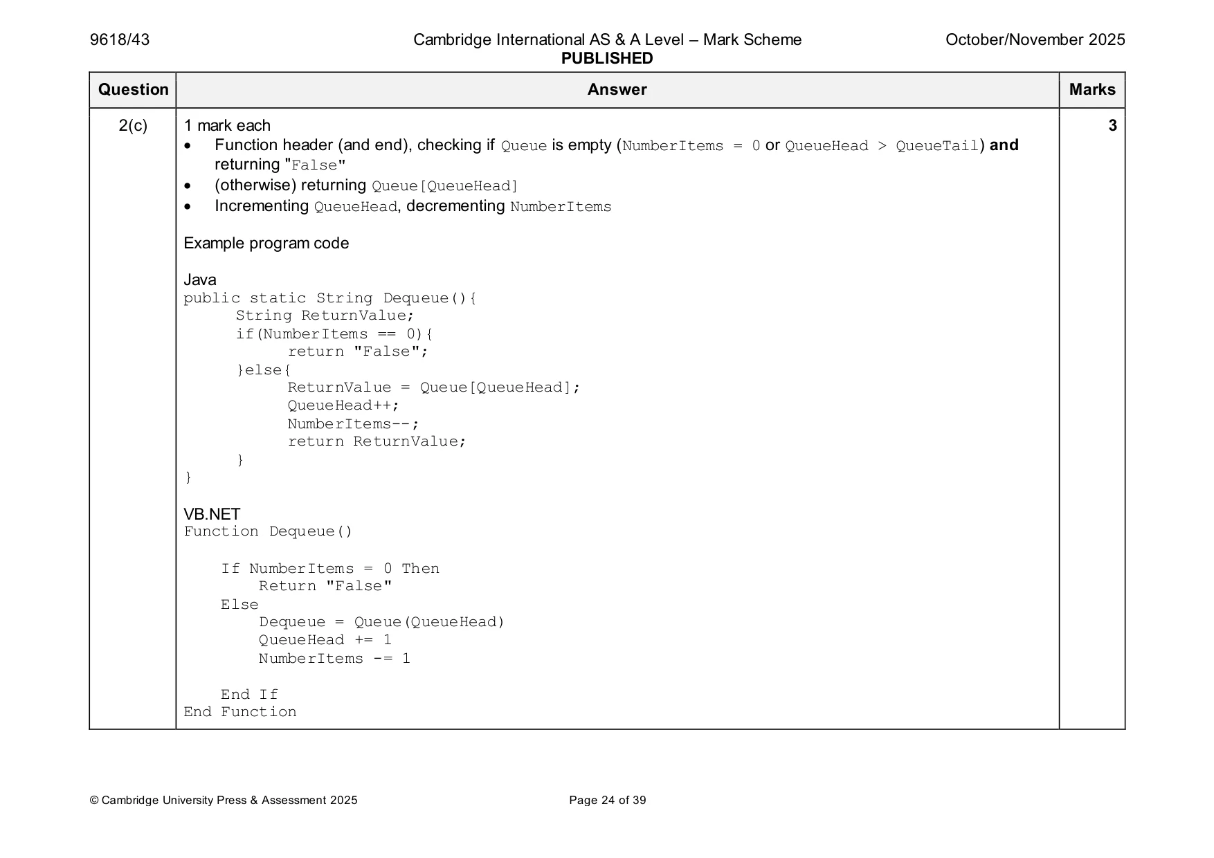 Mark scheme, page 24 of 39