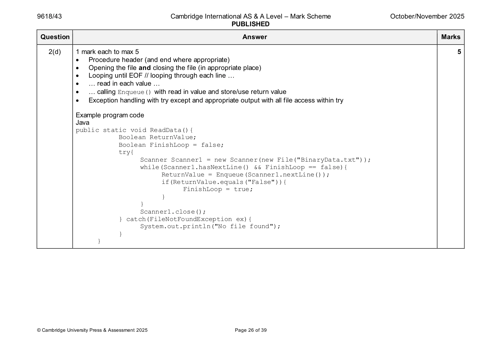 Mark scheme, page 26 of 39