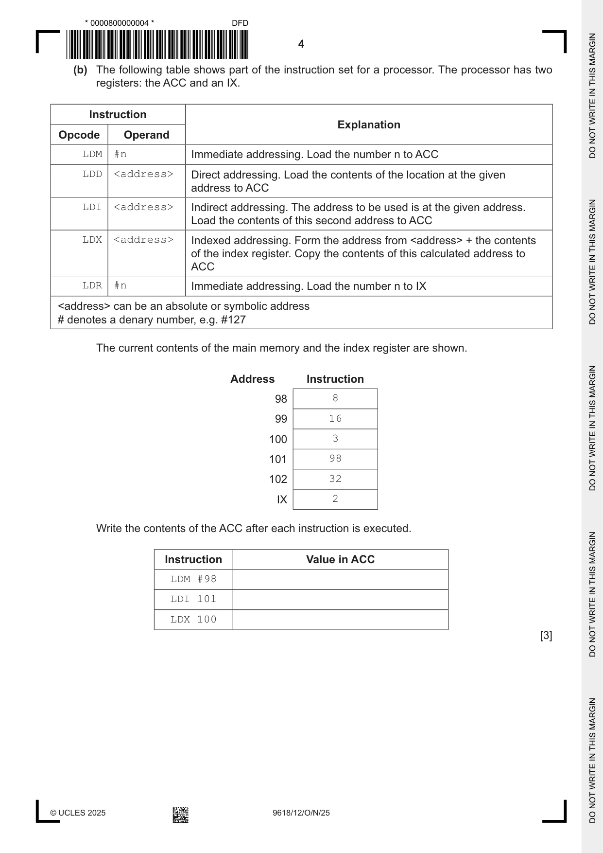 Cambridge A Level Computer Science 9618 2025 Oct/Nov Paper 1 · Variant 2 question paper, page 4 of 16