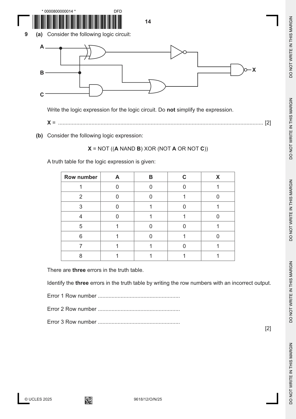 Cambridge A Level Computer Science 9618 2025 Oct/Nov Paper 1 · Variant 2 question paper, page 14 of 16