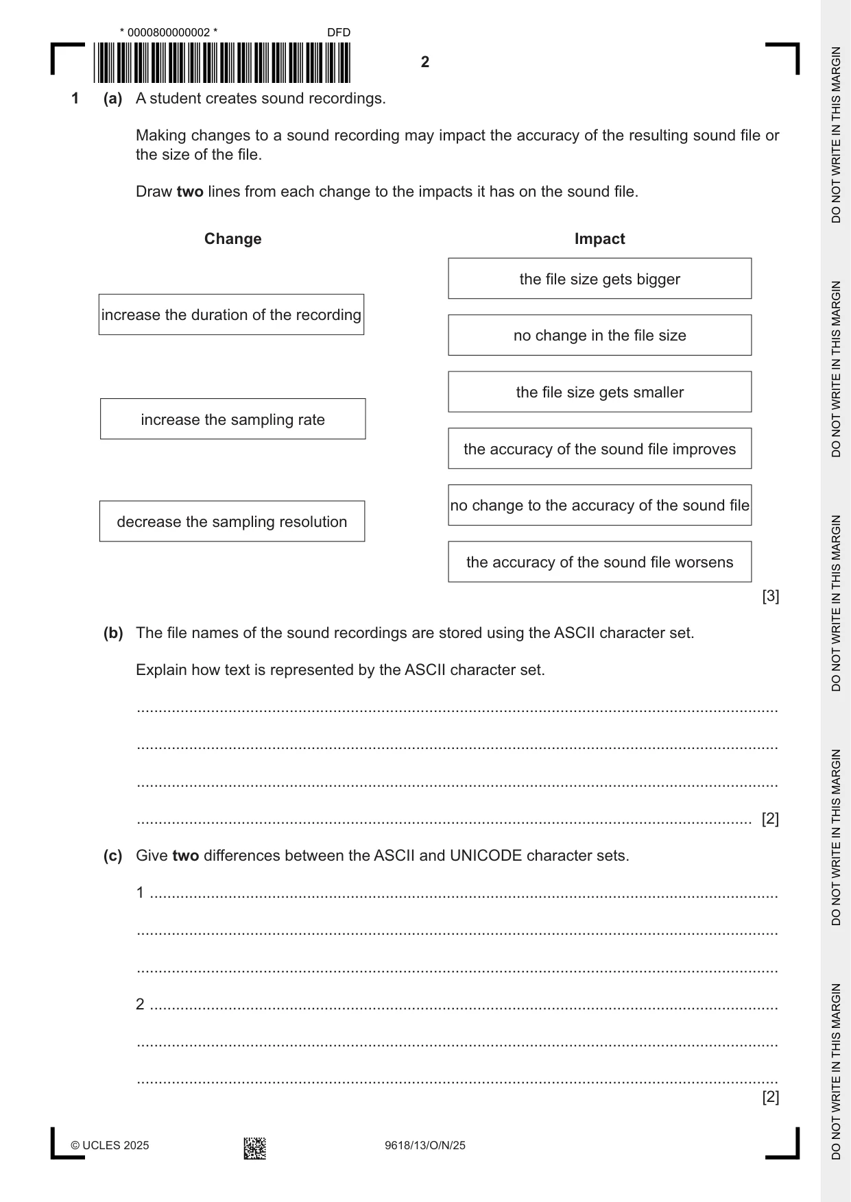 Cambridge A Level Computer Science 9618 2025 Oct/Nov Paper 1 · Variant 3 question paper, page 2 of 16