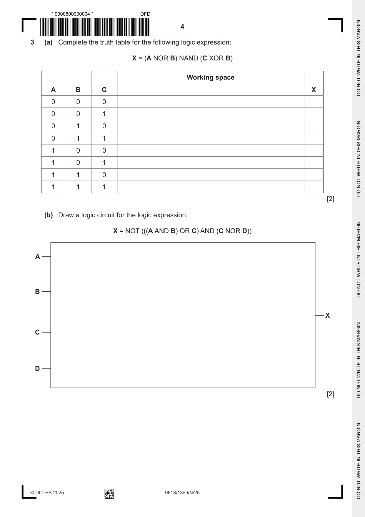 Cambridge A Level Computer Science 9618 2025 Oct/Nov Paper 1 · Variant 3 question paper, page 4 of 16