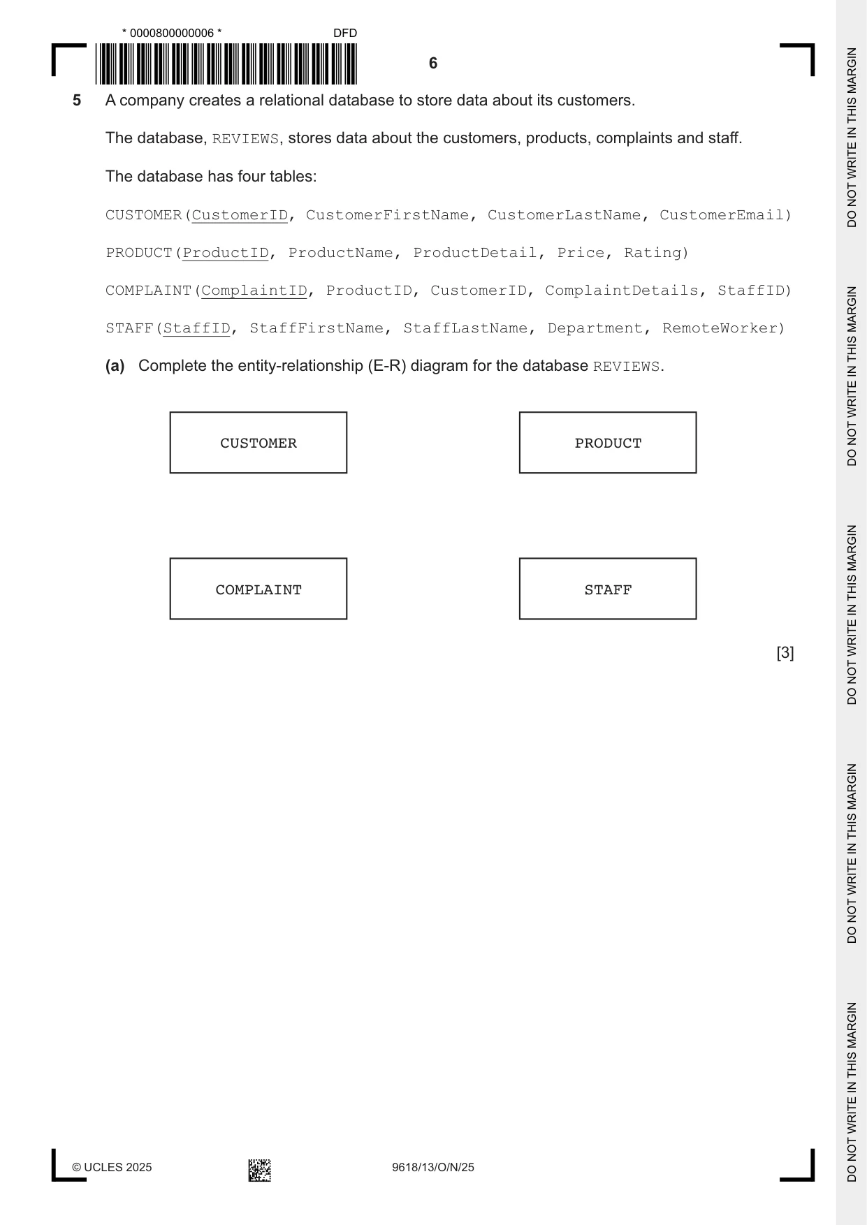 Cambridge A Level Computer Science 9618 2025 Oct/Nov Paper 1 · Variant 3 question paper, page 6 of 16