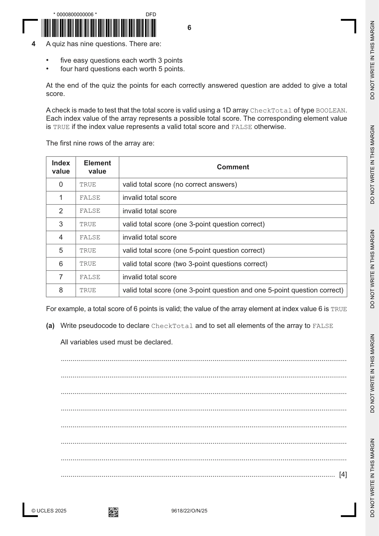 Cambridge A Level Computer Science 9618 2025 Oct/Nov Paper 2 · Variant 2 question paper, page 6 of 20