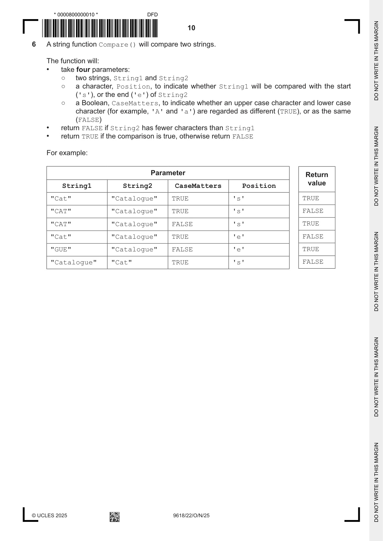 Cambridge A Level Computer Science 9618 2025 Oct/Nov Paper 2 · Variant 2 question paper, page 10 of 20