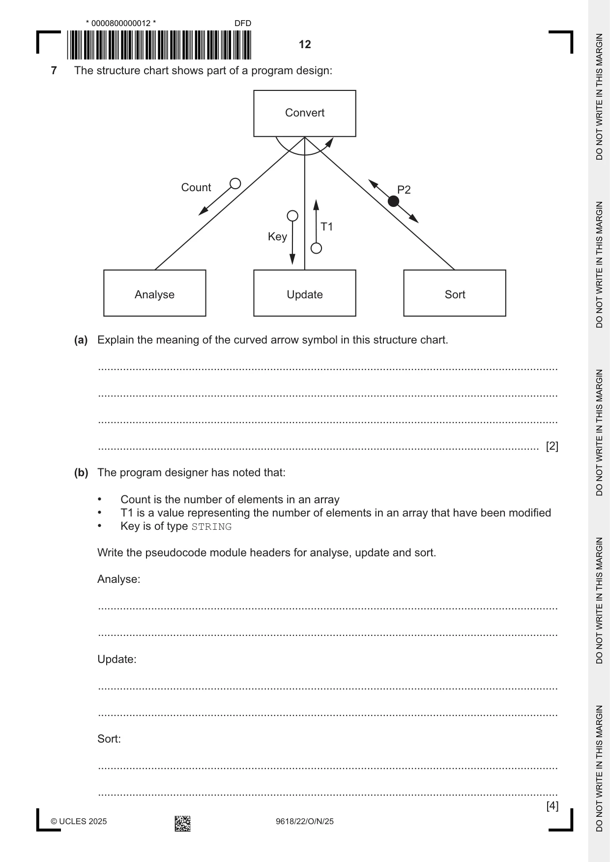 Cambridge A Level Computer Science 9618 2025 Oct/Nov Paper 2 · Variant 2 question paper, page 12 of 20