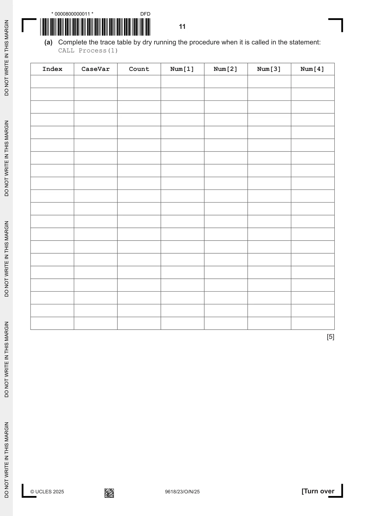 Cambridge A Level Computer Science 9618 2025 Oct/Nov Paper 2 · Variant 3 question paper, page 11 of 24