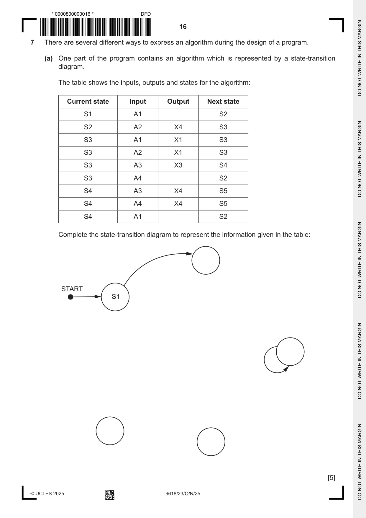Cambridge A Level Computer Science 9618 2025 Oct/Nov Paper 2 · Variant 3 question paper, page 16 of 24