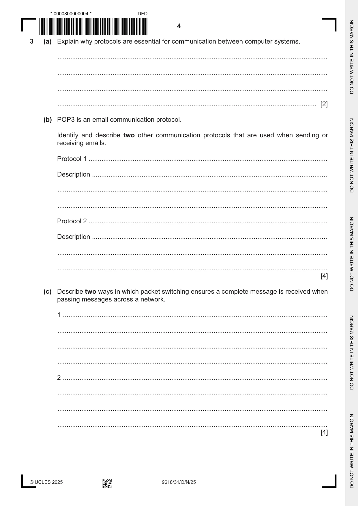 Cambridge A Level Computer Science 9618 2025 Oct/Nov Paper 3 · Variant 1 question paper, page 4 of 12