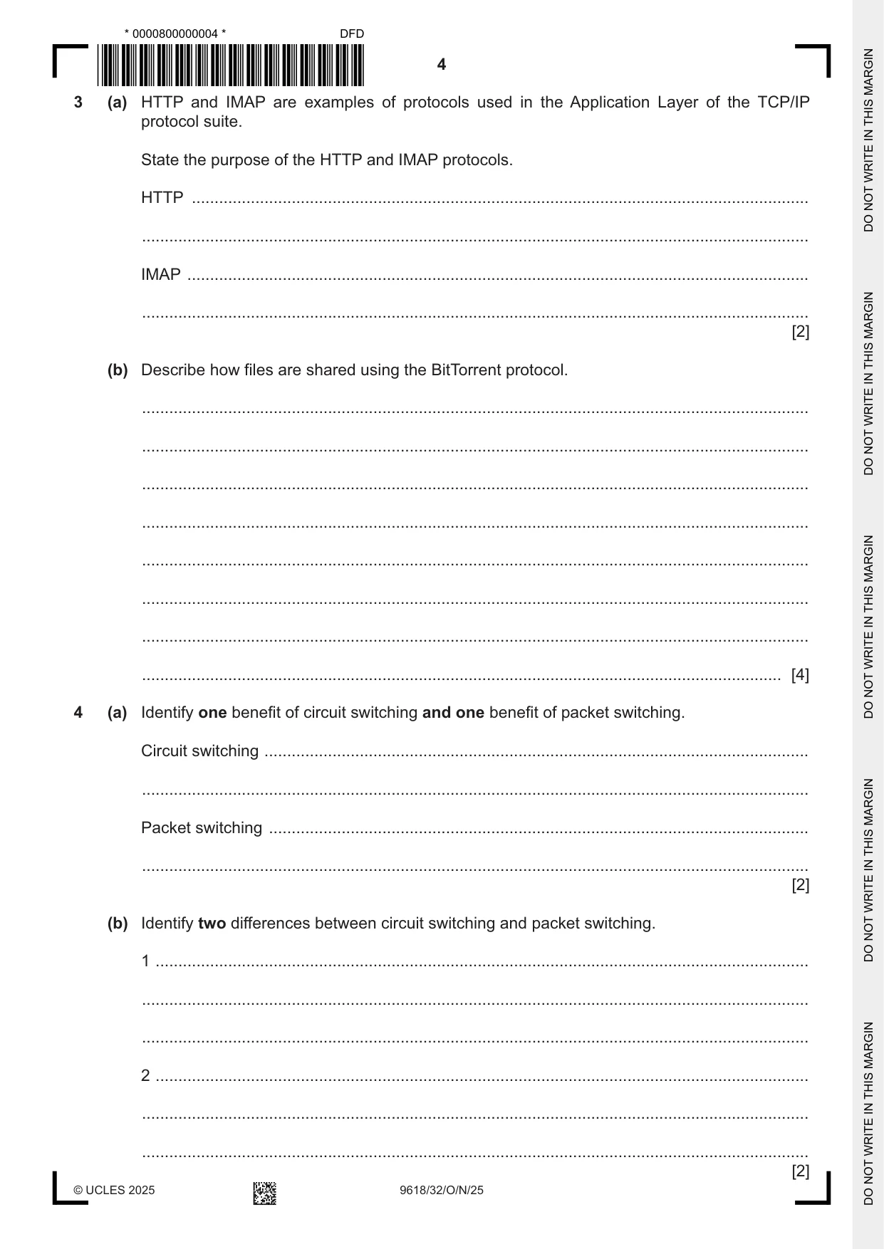 Cambridge A Level Computer Science 9618 2025 Oct/Nov Paper 3 · Variant 2 question paper, page 4 of 16