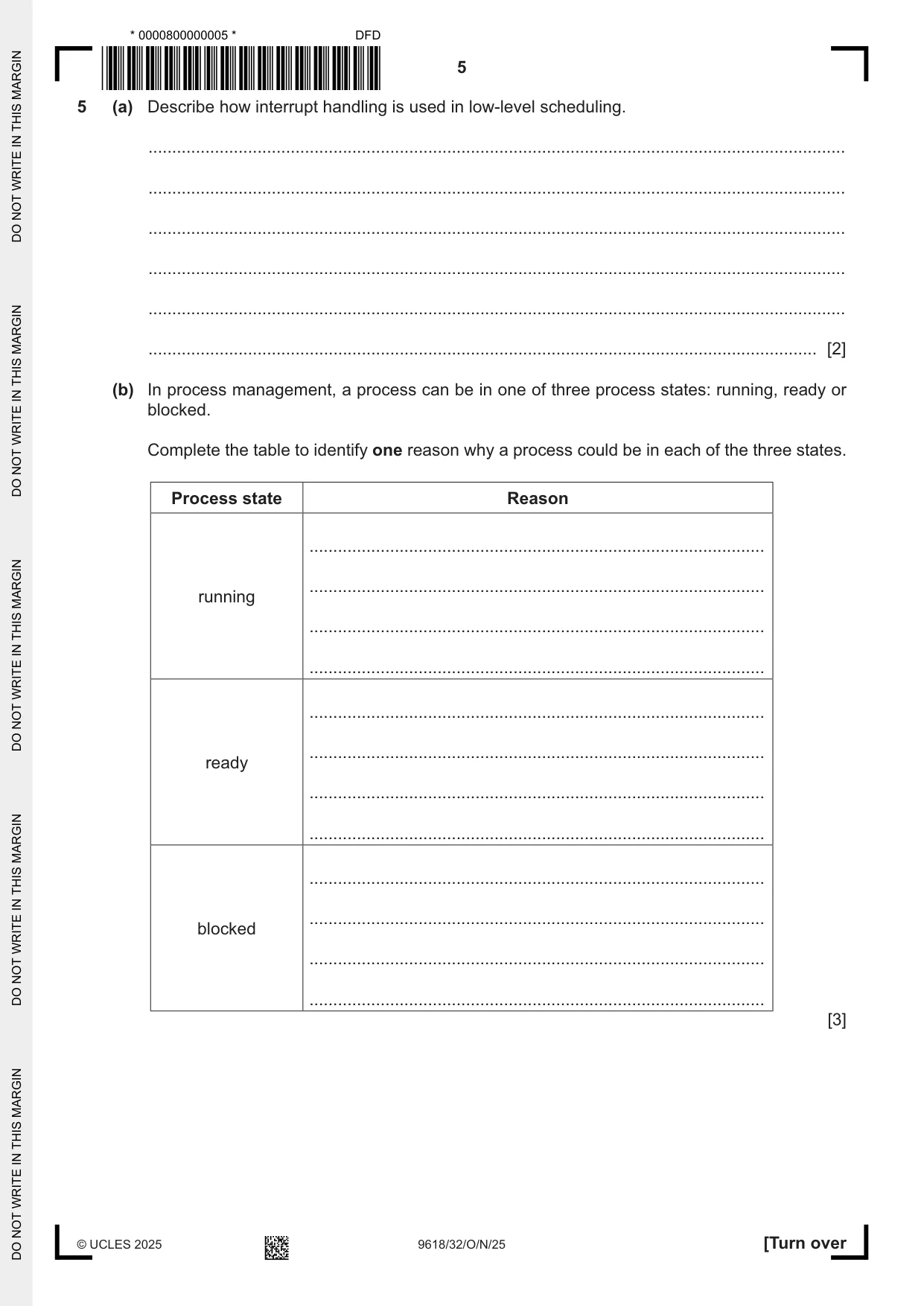 Cambridge A Level Computer Science 9618 2025 Oct/Nov Paper 3 · Variant 2 question paper, page 5 of 16