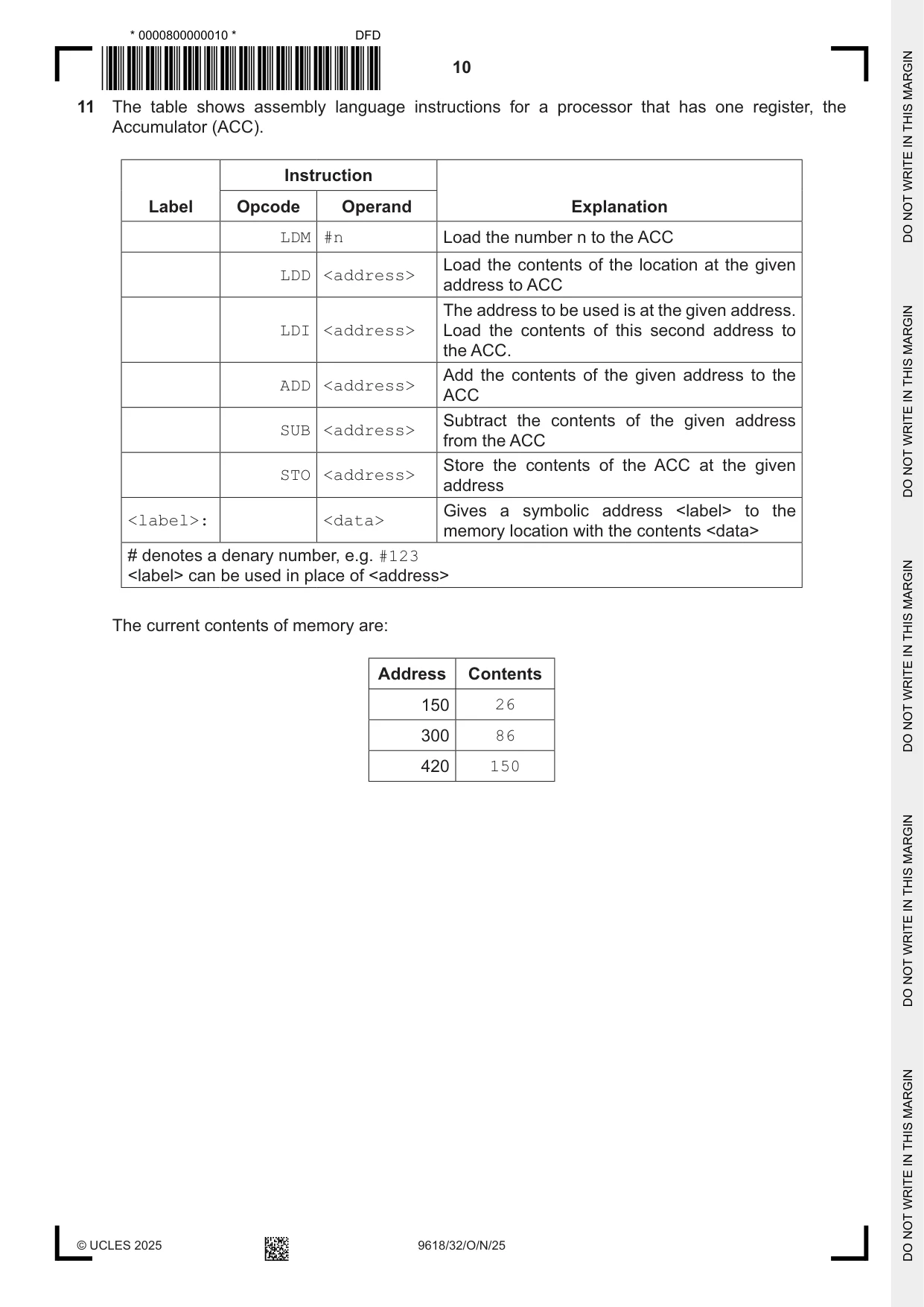 Cambridge A Level Computer Science 9618 2025 Oct/Nov Paper 3 · Variant 2 question paper, page 10 of 16