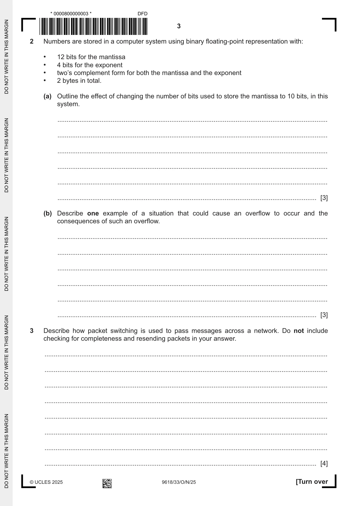 Cambridge A Level Computer Science 9618 2025 Oct/Nov Paper 3 · Variant 3 question paper, page 3 of 12