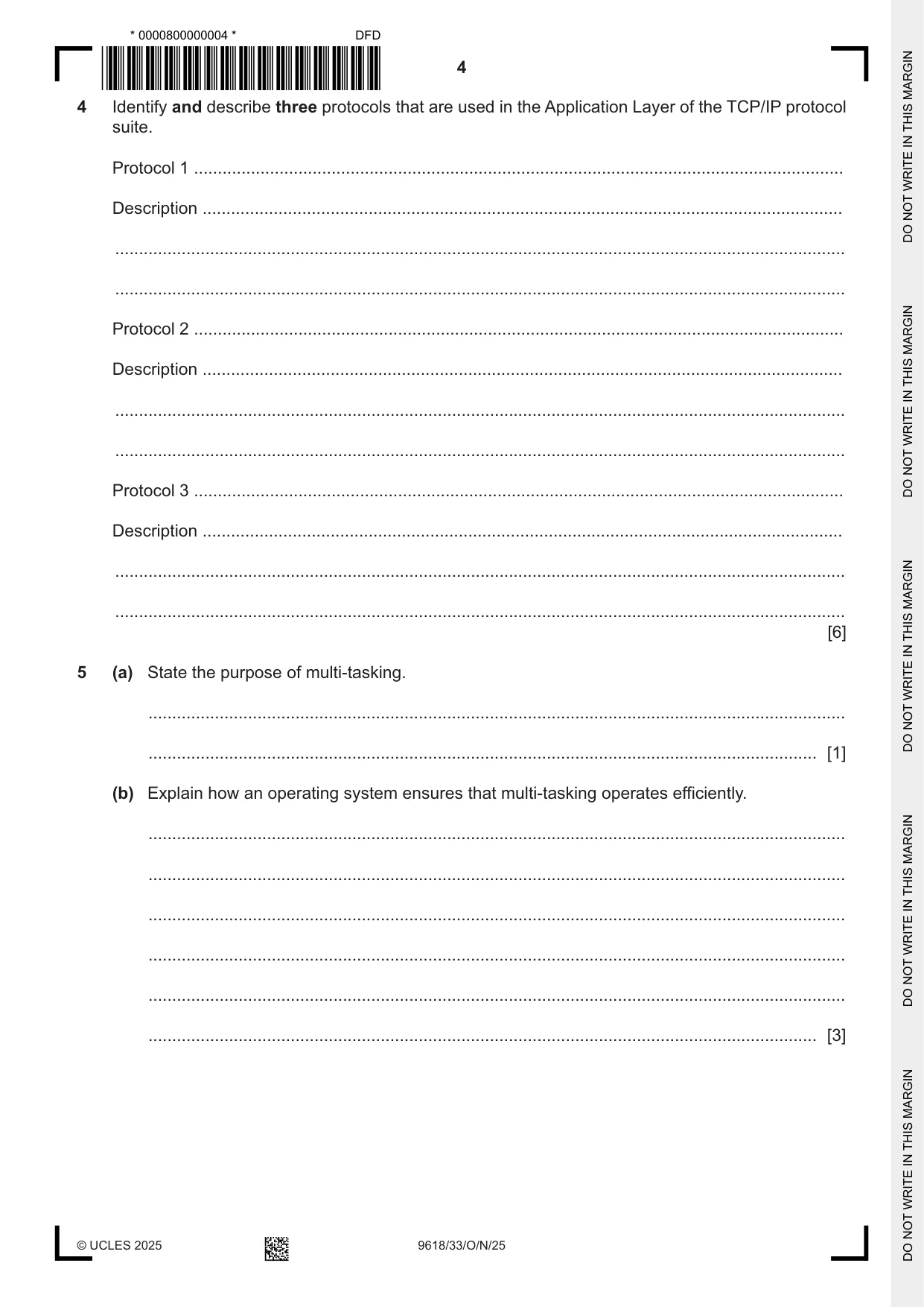 Cambridge A Level Computer Science 9618 2025 Oct/Nov Paper 3 · Variant 3 question paper, page 4 of 12