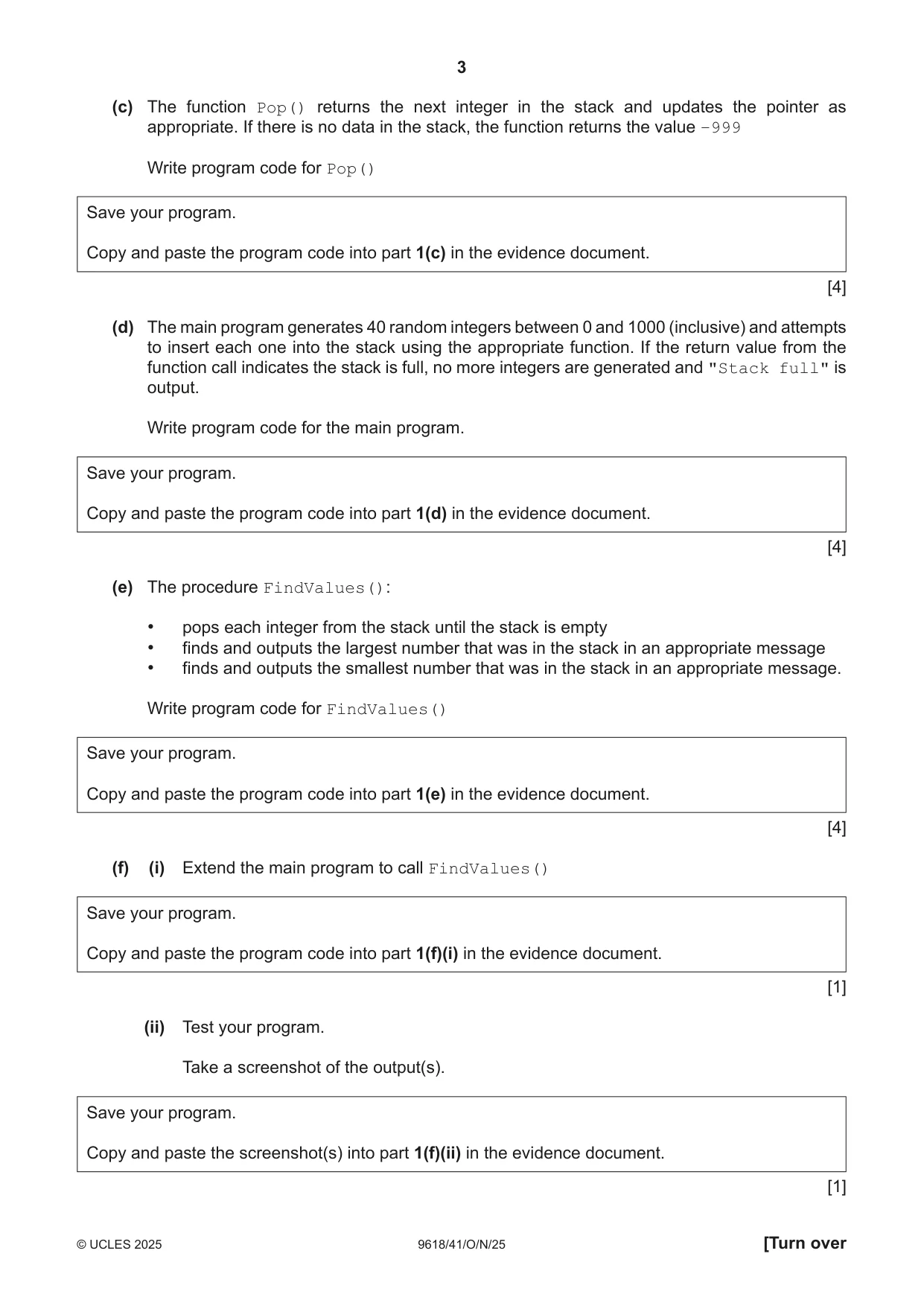 Cambridge A Level Computer Science 9618 2025 Oct/Nov Paper 4 · Variant 1 question paper, page 3 of 12