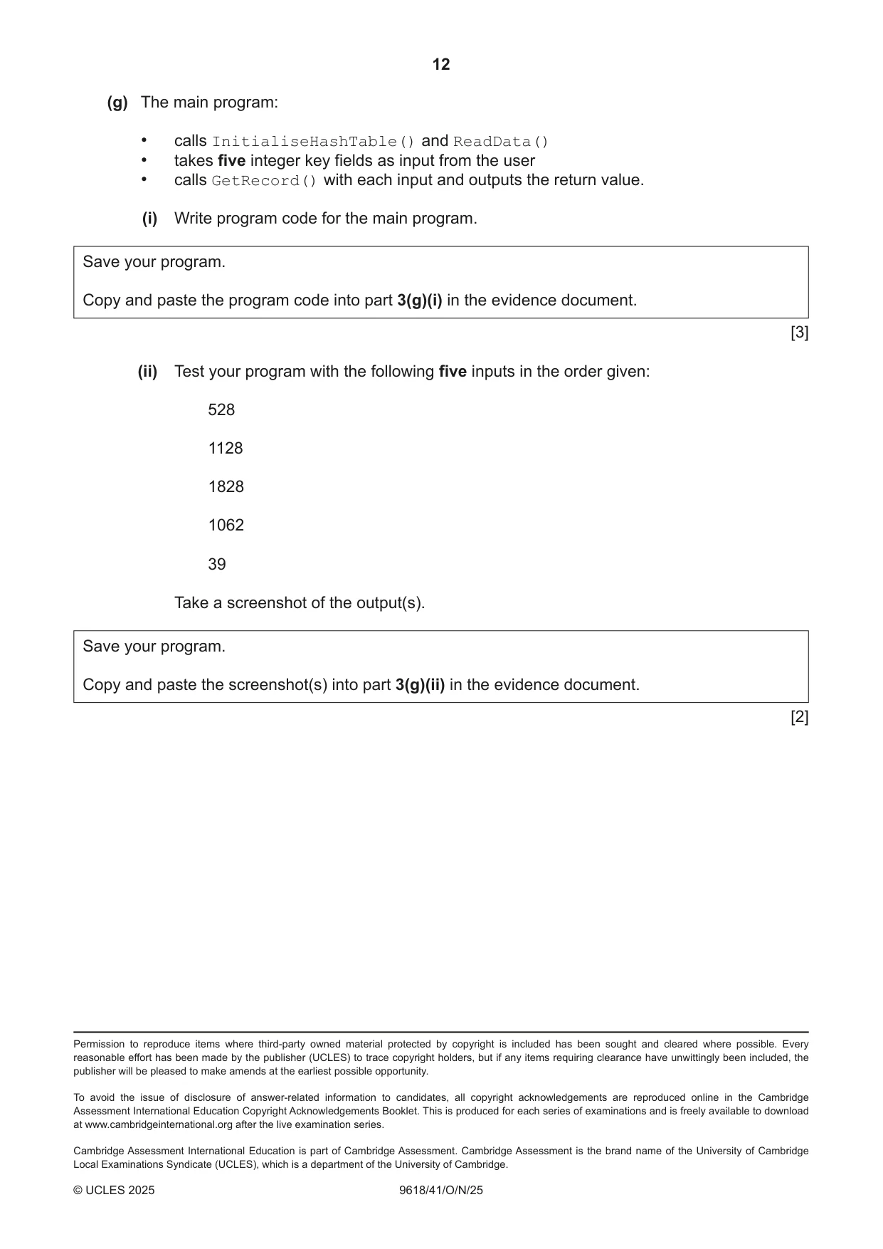 Cambridge A Level Computer Science 9618 2025 Oct/Nov Paper 4 · Variant 1 question paper, page 12 of 12